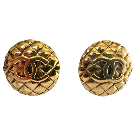 chanel quilted button earrings|Chanel button earrings for women.